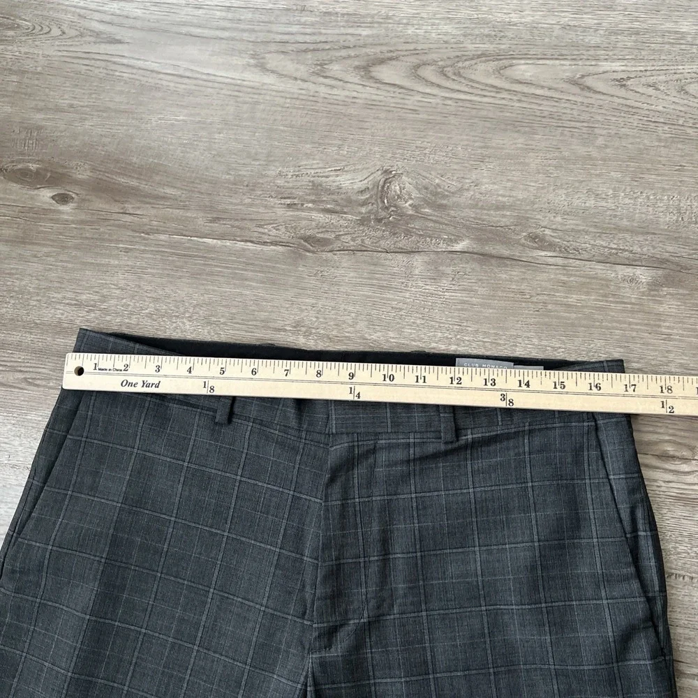 Club Monaco Sutton Slim Fit Pants Mens 32x32 Gray Plaid Wool Blend